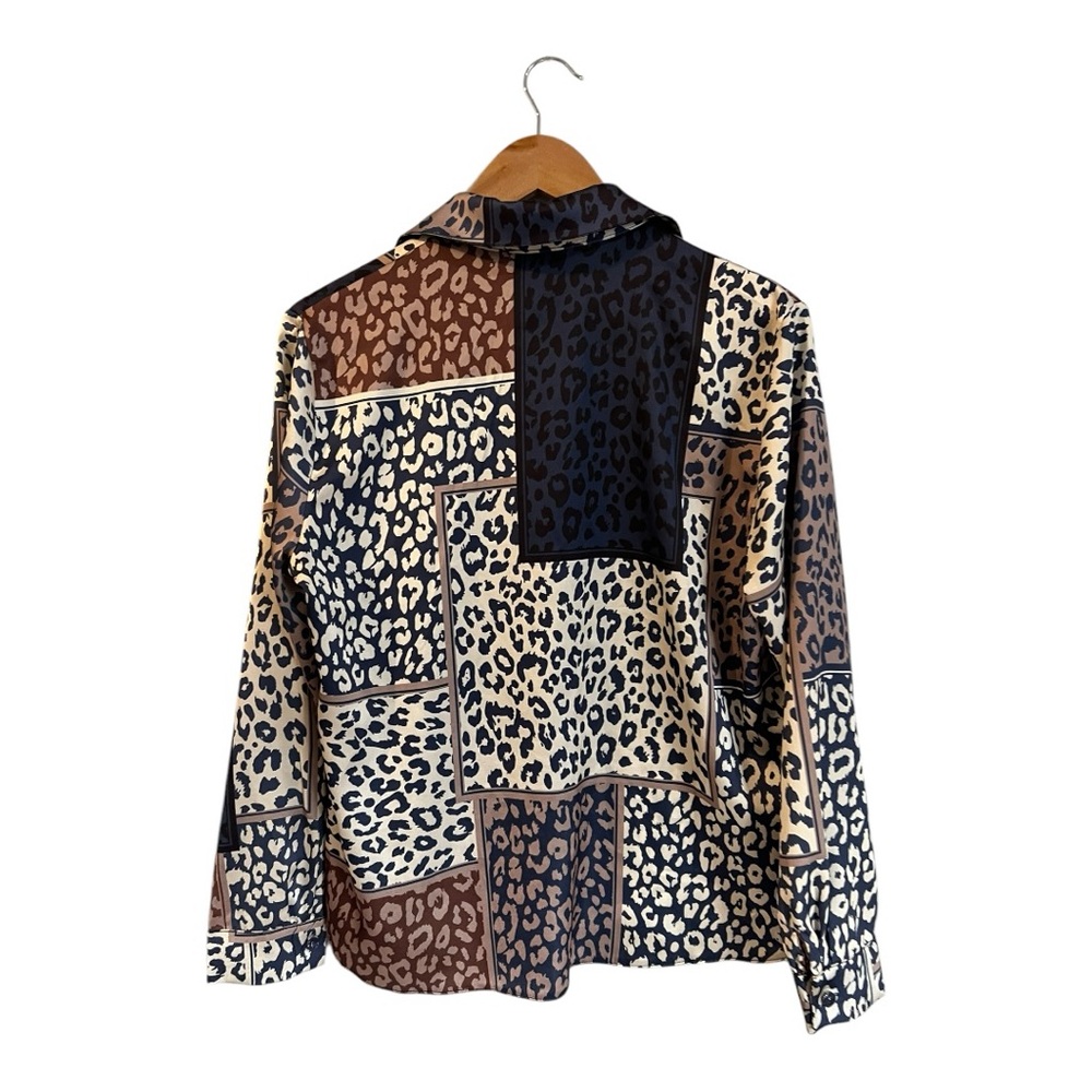 Leopard Print Patchwork Blouse - image 2